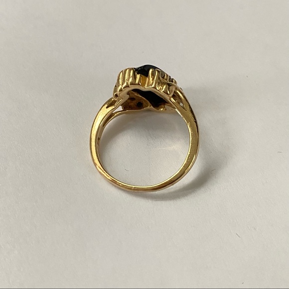 10k Gold Black Onyx Diamond Ring - Vintage - Picture 15 of 16